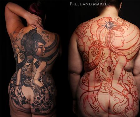 Tattoos - Japanese Woman Full Back - 129748